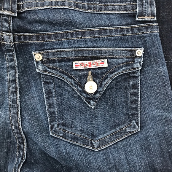 Hudson Petite Signature Boot Low Rise Flare Dark Wash Flap Pocket Denim Jeans - Picture 4 of 9